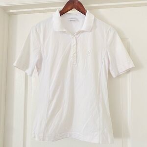Golfino Dry Comfort Short Sleeve Polo Ladies White Athletic Button Top Golf Prep